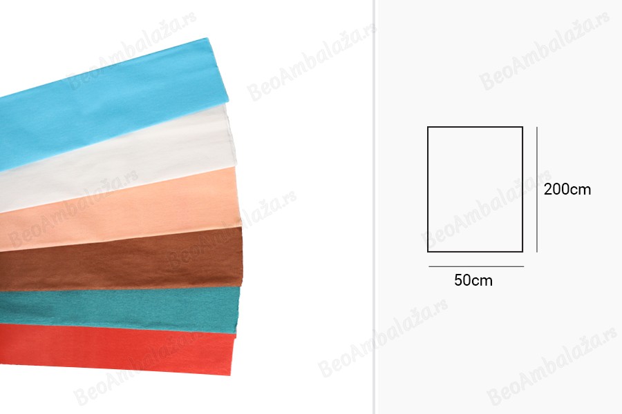 Krep papir - dimenzije lista 50x200cm u više boja - 10 kom-