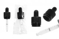 Pipeta od 20 ml sa crnim CRC navojnim prstenom, oznakama za zapreminu i MAT crnom gumicom – pojedinačno pakovanje