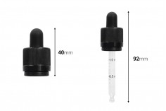 Pipeta od 30mL sa crnim CRC sigurnosnim zatvaračem, oznakama za zapreminu i MAT crnom gumicom - pojedinačno pakovanje