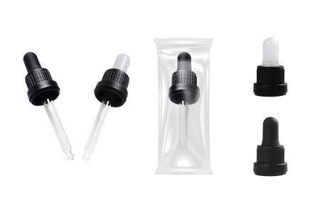 Pipeta od 30mL sa crnim širokim sigurnosnim zatvaračem, bez oznaka za zapreminu i crnom MAT ili crnom sjajnom gumicom - pojedinačno pakovanje-dimenzije_slike