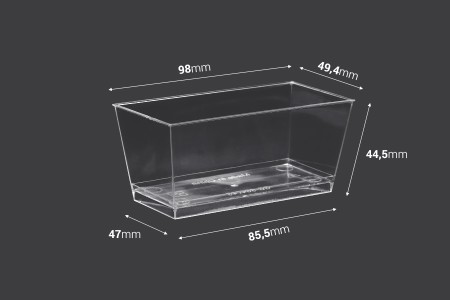 Plastična četvrtasta posudica za slatko 140mL - 25 kom-dimenzije_slike