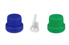 Zaštitni plastični zatvarač PP18 sa unutrašnjom kapaljkom, u zelenoj ili plavoj boji - 50 kom