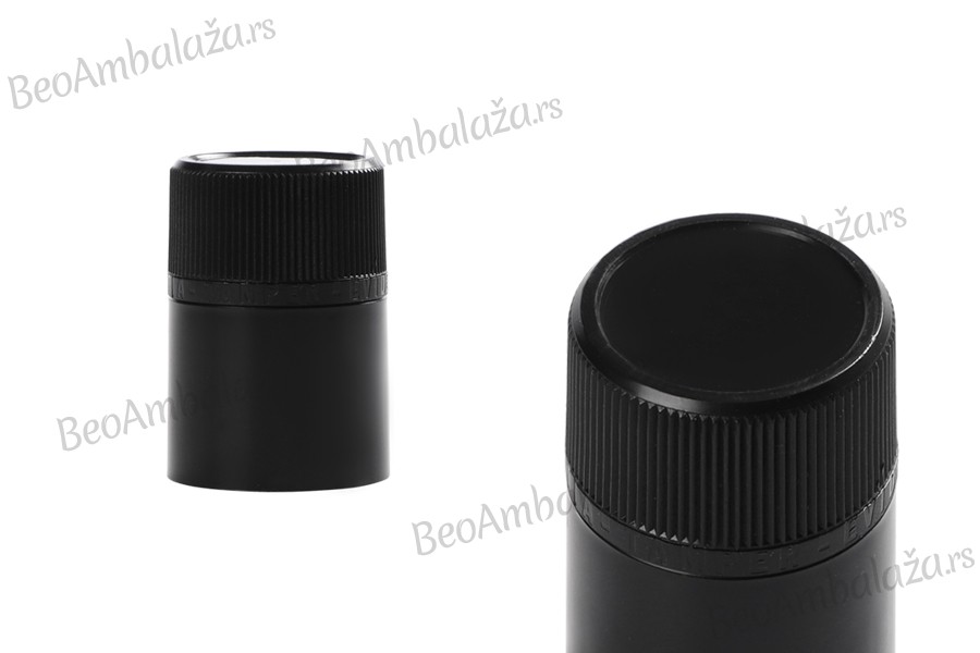 Plastični jednokratni zatvarač Guala u crnoj boji - za flaše sa odgovarajućim grlom
