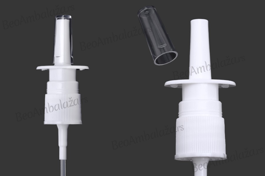 Plastična bela pumpica - raspršivač PP18 za kapi za nos Plastična bela pumpica - raspršivač PP18 za kapi za nos