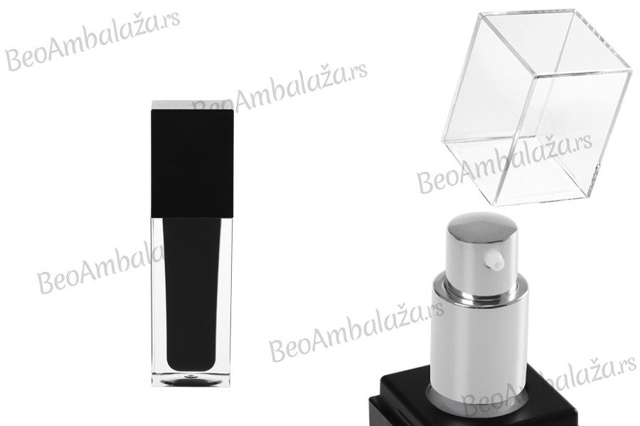Luksuzna crna bočica 30mL sa pumpicom i zatvaračem
