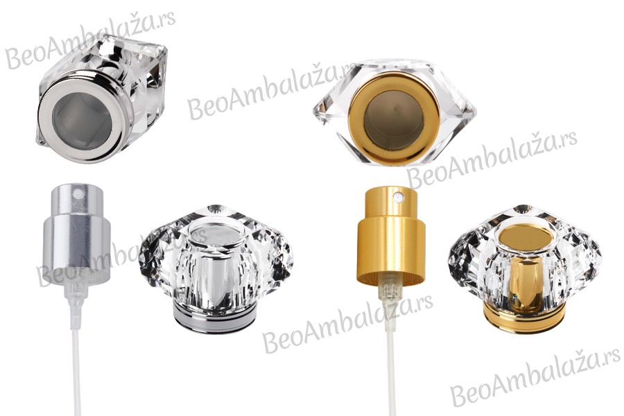 Set - sprej za bočice za parfeme PP15 i akrilni zatvarač u zlatnoj ili srebrnoj boji - 6 kom