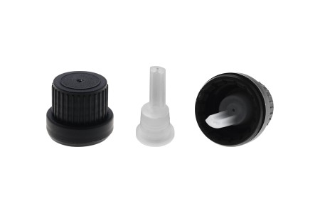 Plastični crni široki sigurnosni zatvarač PP18 sa unutrašnjom kapaljkom 28 mm-slika_proizvoda