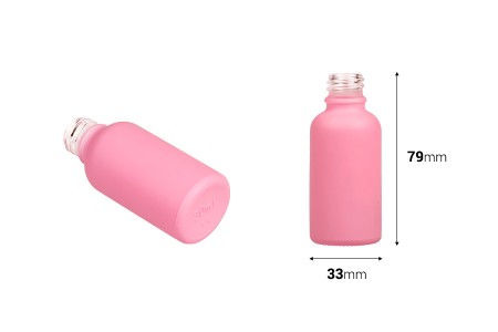 Roze MAT staklena bočica za etarska ulja 30mL, sa grlom PP18 - bez zatvarača-3