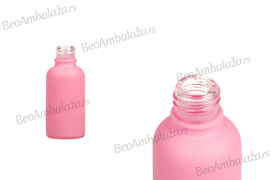 Roze MAT staklena bočica za etarska ulja 30mL, sa grlom PP18 - bez zatvarača