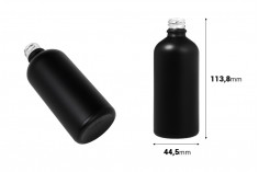 Crna staklena bočica od peskiranog stakla za etarska ulja 100mL, sa grlom PP18 - bez zatvarača