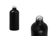 Crna staklena bočica od peskiranog stakla za etarska ulja 100mL, sa grlom PP18 - bez zatvarača