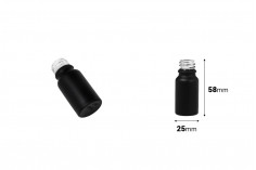 Crna staklena bočica od peskiranog stakla za etarska ulja 10mL, sa grlom PP18 - bez zatvarača