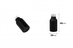 Crna staklena bočica od peskiranog stakla za etarska ulja 15mL, sa grlom PP18 - bez zatvarača