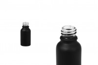 Crna staklena bočica od peskiranog stakla za etarska ulja 15mL, sa grlom PP18 - bez zatvarača