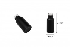 Crna staklena bočica od peskiranog stakla za etarska ulja 20mL, sa grlom PP18 - bez zatvarača