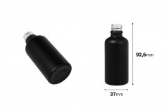 Crna staklena bočica od peskiranog stakla za etarska ulja 50mL, sa grlom PP18 - bez zatvarača