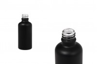 Crna staklena bočica od peskiranog stakla za etarska ulja 50mL, sa grlom PP18 - bez zatvarača