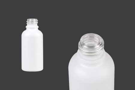 Staklena bočica 30mL za etarska ulja u mat beloj boji, sa grlom PP18-1