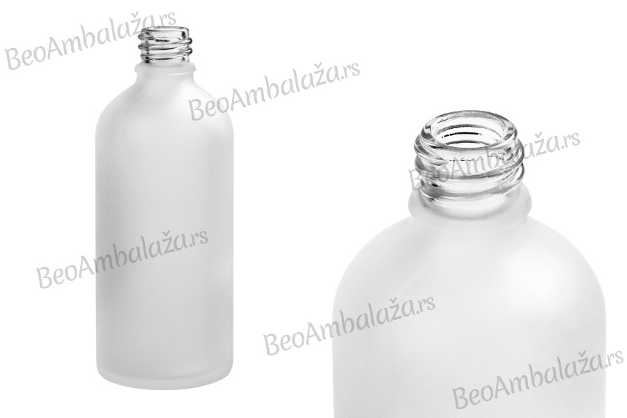 Providna staklena bočica od peskiranog stakla za etarska ulja 100mL, sa grlom PP18 - bez zatvarača