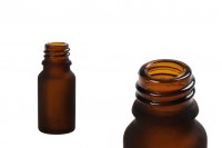Braon staklena bočica od peskiranog stakla za etarska ulja 10mL, sa grlom PP18 - bez zatvarača