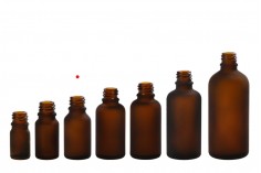 Braon staklena bočica od peskiranog stakla za etarska ulja 15mL, sa grlom PP18 - bez zatvarača