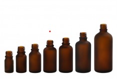 Braon staklena bočica od peskiranog stakla za etarska ulja 20mL, sa grlom PP18 - bez zatvarača