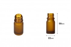 Staklena bočica od 5mL za etarska ulja PP18, od karamel braon peskiranog stakla