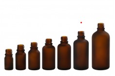 Braon staklena bočica od peskiranog stakla za etarska ulja 50mL, sa grlom PP18 - bez zatvarača