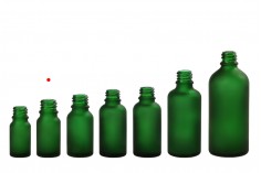 Zelena staklena bočica od peskiranog stakla za etarska ulja 10mL, sa grlom PP18 - bez zatvarača