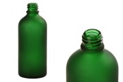 Staklena zelena peskarena bočica 100ml za eterična ulja sa grlom PP18