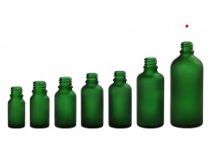 Zelena staklena bočica od peskiranog stakla za etarska ulja 100mL, sa grlom PP18 - bez zatvarača