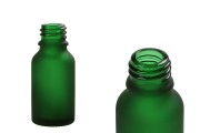 Zelena staklena bočica od peskiranog stakla za etarska ulja 15mL, sa grlom PP18 - bez zatvarača