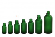 Zelena staklena bočica od peskiranog stakla za etarska ulja 15mL, sa grlom PP18 - bez zatvarača