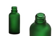 Zelena staklena bočica od peskiranog stakla za etarska ulja 20mL, sa grlom PP18 - bez zatvarača