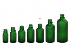 Zelena staklena bočica od peskiranog stakla za etarska ulja 30mL, sa grlom PP18 - bez zatvarača