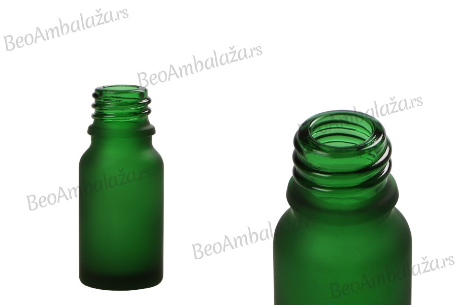 Zelena staklena bočica od peskiranog stakla za etarska ulja 5mL, sa grlom PP18 - bez zatvarača