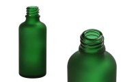 Zelena staklena bočica od peskiranog stakla za etarska ulja 50mL, sa grlom PP18 - bez zatvarača