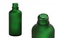 Zelena staklena bočica od peskiranog stakla za etarska ulja 50mL, sa grlom PP18 - bez zatvarača