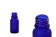 Staklena plava peskarena bočica 10 ml za eterična ulja sa grlom PP18