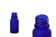 Plava staklena bočica od peskiranog stakla za etarska ulja 10mL, sa grlom PP18 - bez zatvarača