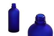 Staklena plava peskarena bočica 100 ml za eterična ulja sa grlom PP18