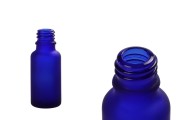 Plava staklena bočica od peskiranog stakla za etarska ulja 20mL, sa grlom PP18 - bez zatvarača