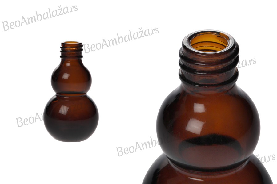 Staklena zaobljena braon bočica 30mL, za etarsko ulje (PP18)