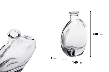 Staklena ovalna providna flaša 250mL-dimenzije_slike