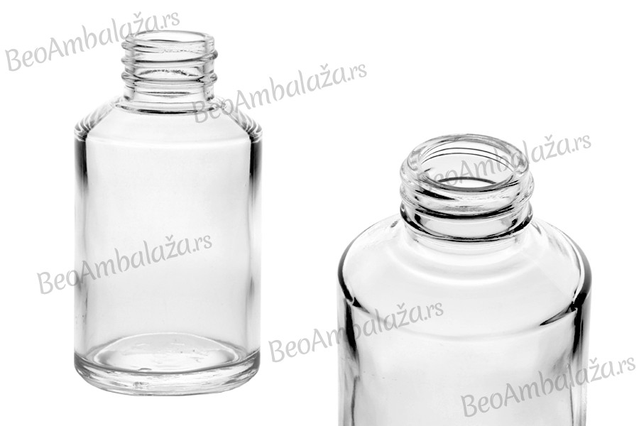 Staklena okrugla providna flaša 200mL, PP28