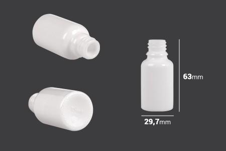 Staklena bočica 15mL za etarska ulja u beloj boji, sa grlom PP18-2