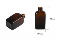 Staklena četvrtasta bočica 50mL za etarska ulja u braon boji, sa grlom PP18