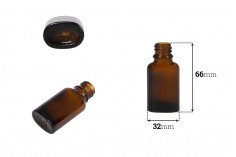Staklena ovalna bočica 10mL za etarska ulja u braon boji, sa grlom PP18