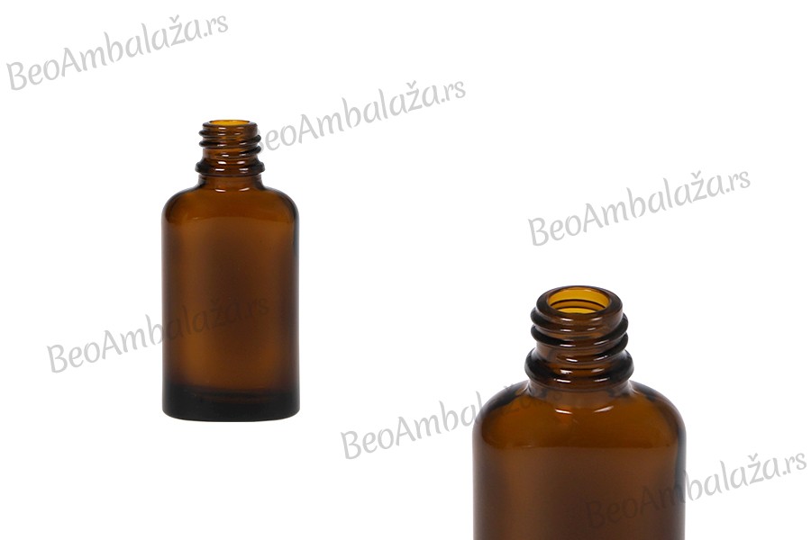 Staklena ovalna karamel bočica za etarska ulja 30mL, sa grlom PP18