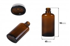 Staklena ovalna bočica 50mL za etarska ulja u braon boji, sa grlom PP18